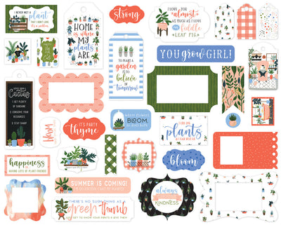 Plant Lady Frames & Tags Die Cut Cardstock includes 33 different die-cut shapes ready to embellish any project.