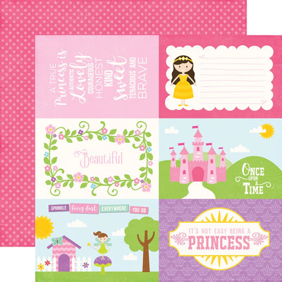 Multi-colored (Side A - princess journaling cards and phrases on an off-white background; Side B - polka dots in pink on a dark pink background)