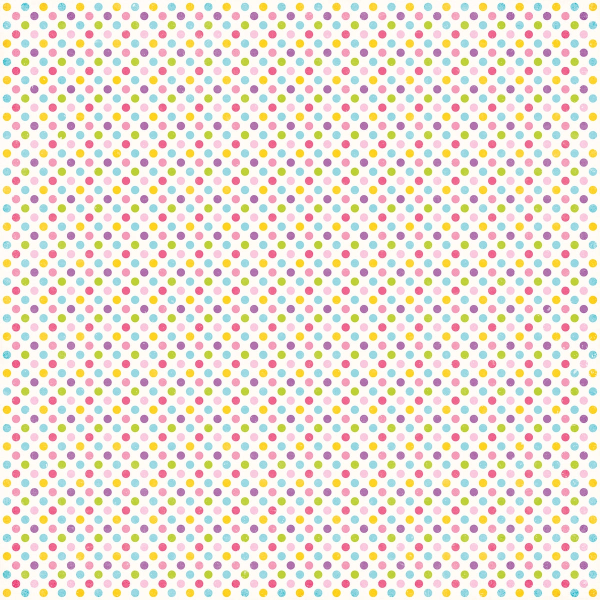 Side B - polka dots in pink, purple, yellow, lime green, and turquoise on an off-white background