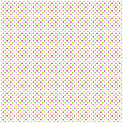Side B - polka dots in pink, purple, yellow, lime green, and turquoise on an off-white background