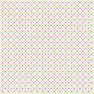 Side B - polka dots in pink, purple, yellow, lime green, and turquoise on an off-white background