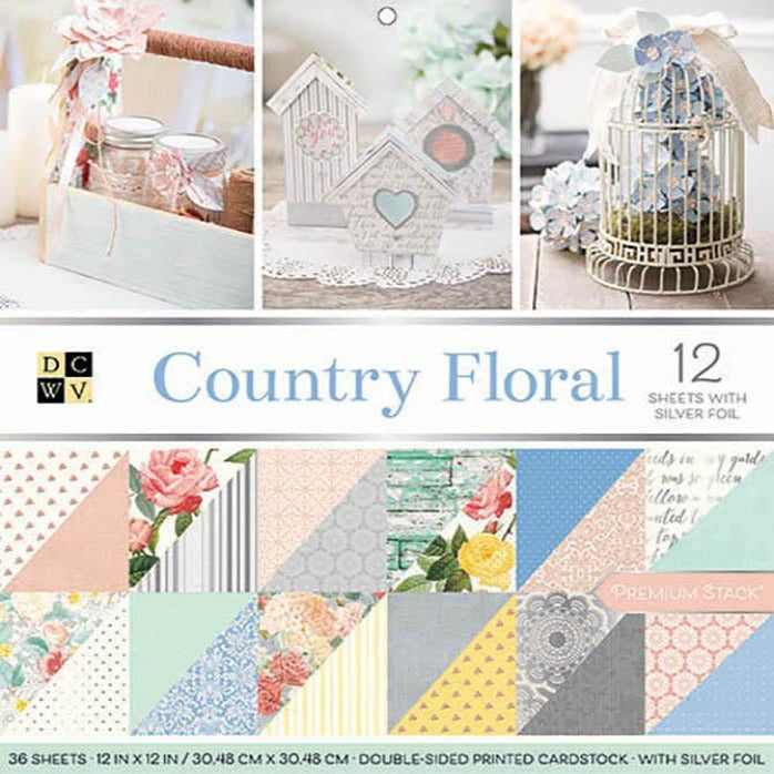 Country Floral 36 Sheet Premium Stack with Silver Foil Accents from DCWV