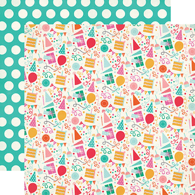 "It's Your Day" 12x12 double-sided designer cardstock is part of PARTY TIME collection kit by Echo Park Paper Co.