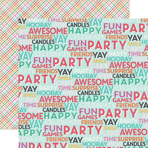 "Surprise Party" 12x12 double-sided designer cardstock is part of PARTY TIME collection kit by Echo Park Paper Co.