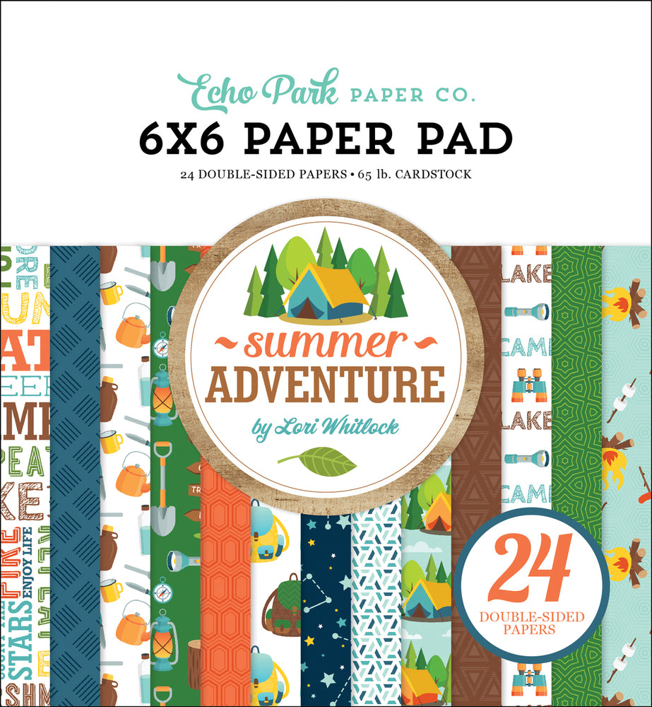 SUMMER ADVENTURE 6x6 cardstock pad with 24 double-sided pages from Echo Park Paper Co.
