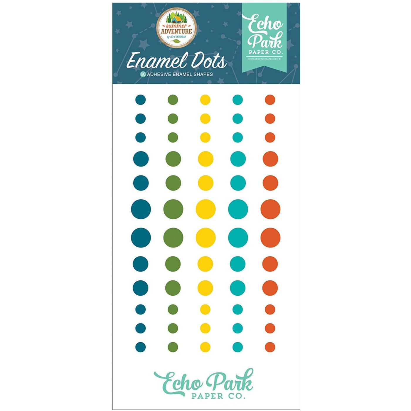 60 enamel dots in five bright summertime colors from Echo Park Paper Co.