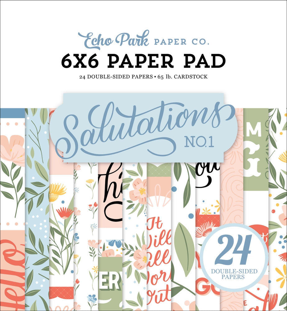 Tell your own story with these beautifully designed papers and lovely colors. One side is florals the reverse side is full of beautiful, heartwarming salutations.