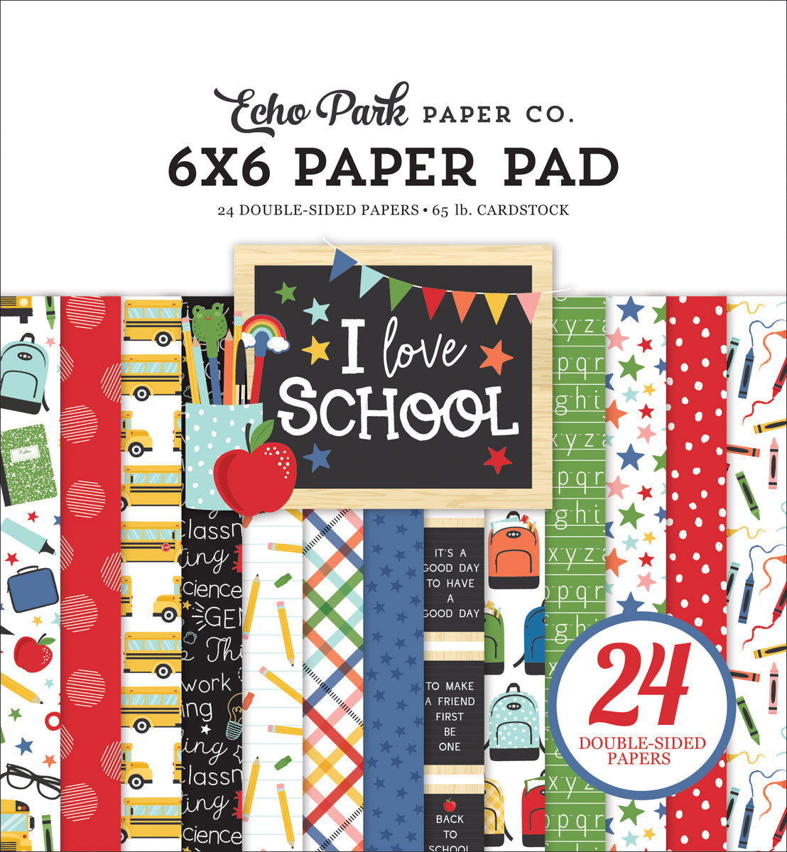 I Love School 6x6 patterned paper pad from Echo Park Paper