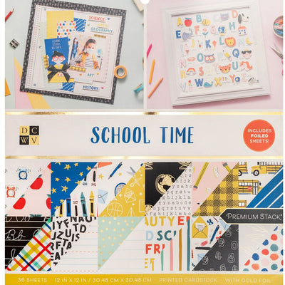 Thirty-six sheets of school time prints will inspire your paper crafting. Twelve sheets include gold foil accents in the design. 