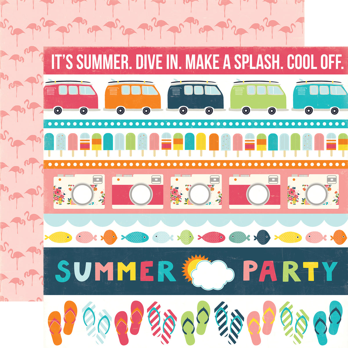 Summer Party Border Strips - 12x12 double-sided cardstock with summer theme from Echo Park Paper