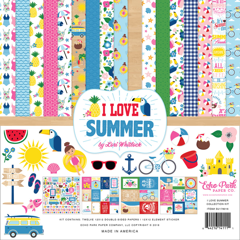 I LOVE SUMMER 12x12 collection kit celebrates the joys of summer - Echo Park Paper