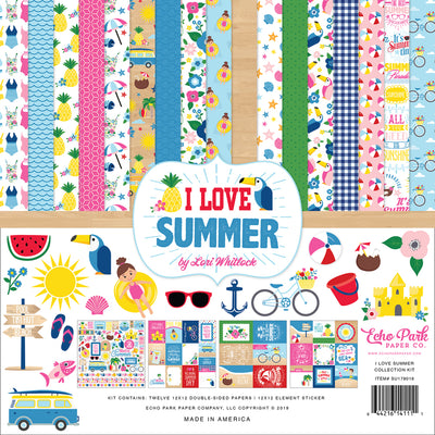 I LOVE SUMMER 12x12 collection kit celebrates the joys of summer - Echo Park Paper
