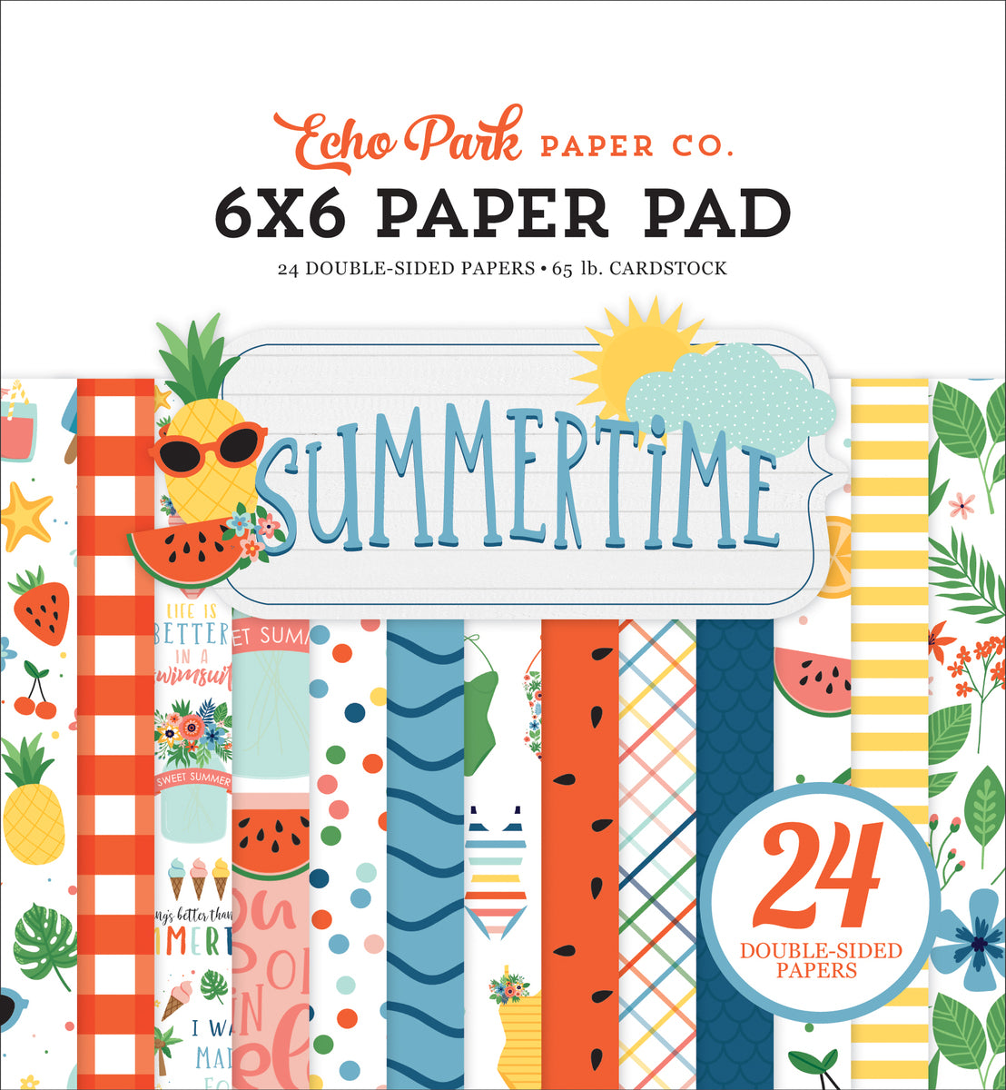 Summertime - 6x6 paper pad with 24 double-sided sheets - Echo Park Paper