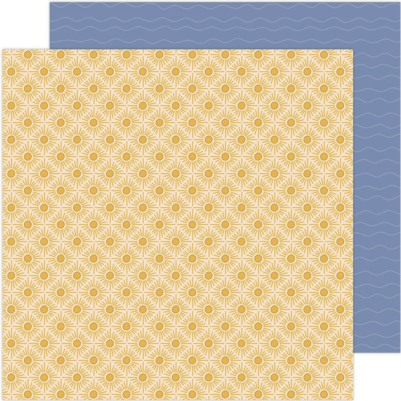 (golden yellow diamond sunshine pattern - waves on a cornflower blue background)