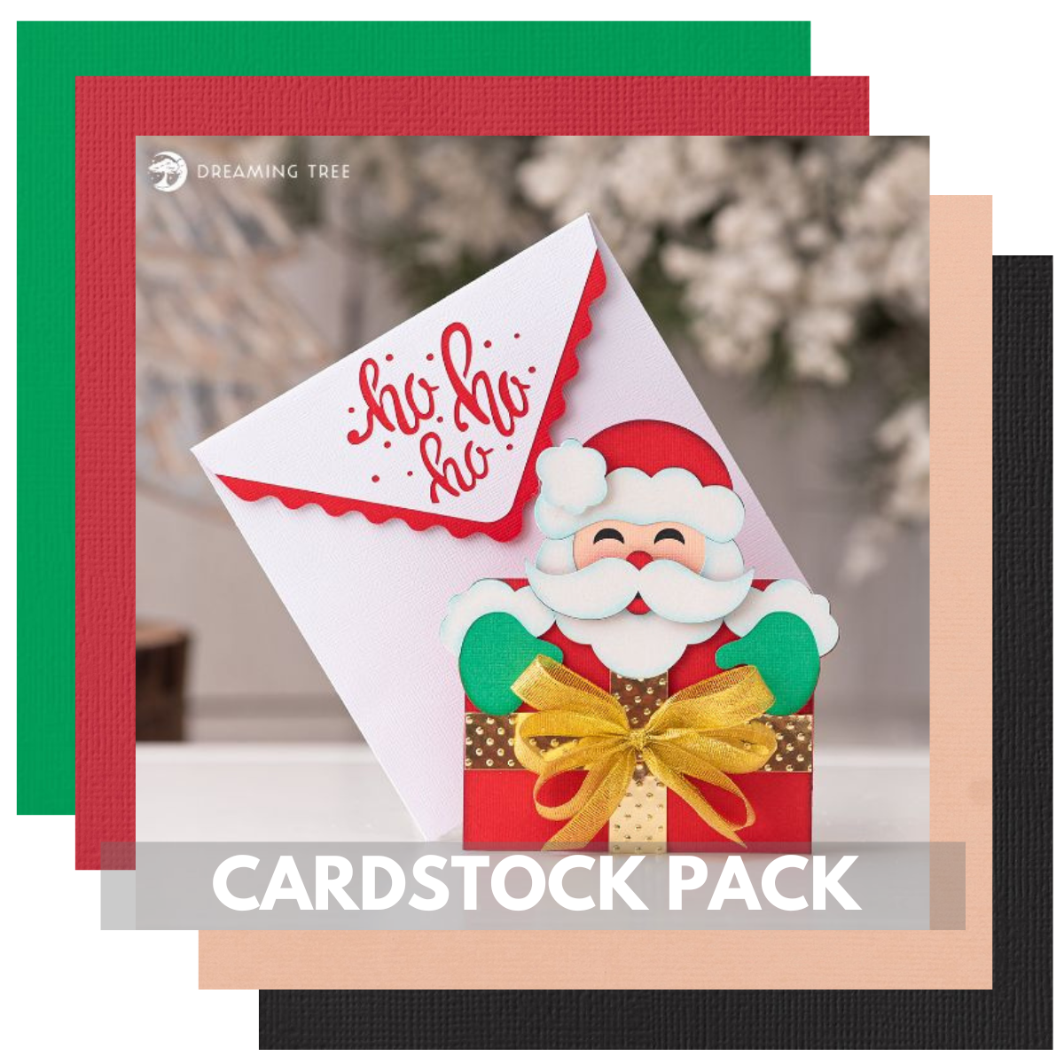 Santa Gift Card Holder Cardstock Kit matches Santa Gift Card Holder SVG from Dreaming Tree