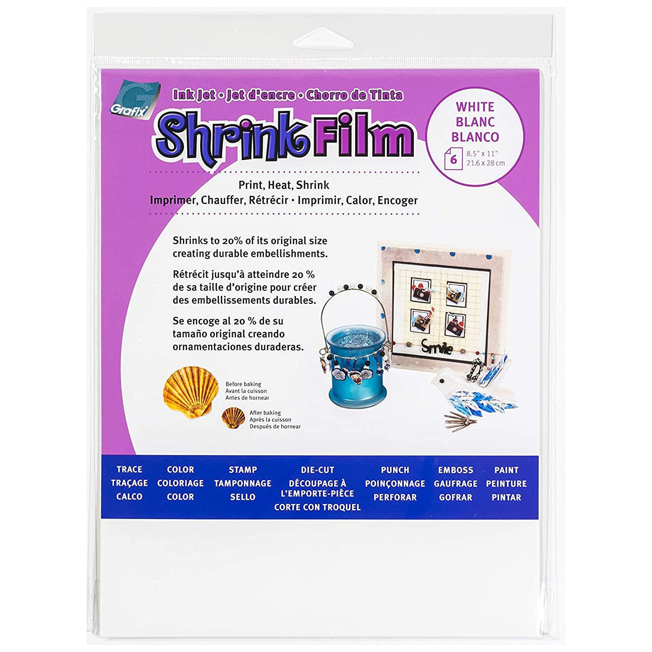 Six-pack of white Grafix Shrink Film