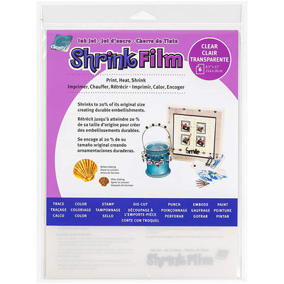 Grafix Shrink Film - six 8.5x11 sheets of clear shrink film