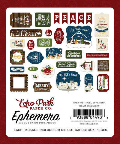 The First Noel Ephemera Die Cut Cardstock Pack includes 33 different die-cut shapes ready to embellish any project.