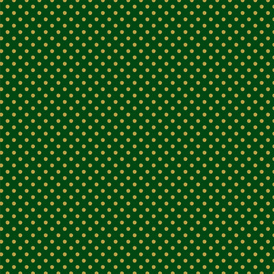 Side B - gold polka dots on a forest green background