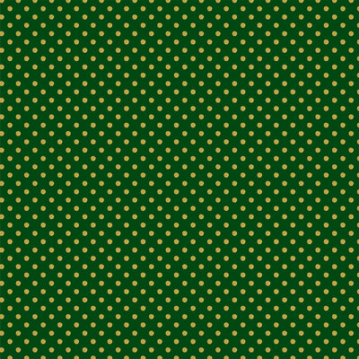Side B - gold polka dots on a forest green background