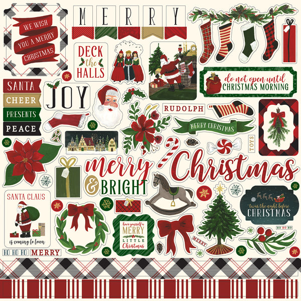 12x12 Element Sticker Sheet from Night Before Christmas Collection by Echo Park Paper Co.