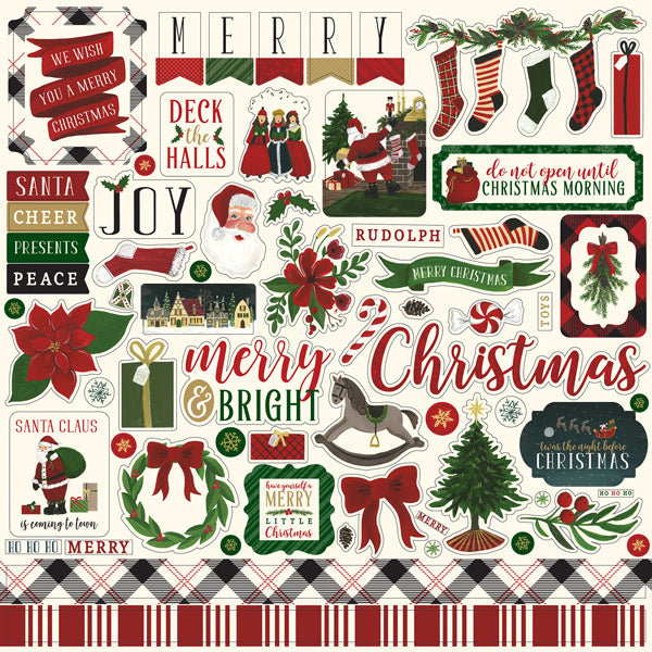 12x12 Element Sticker Sheet from Night Before Christmas Collection by Echo Park Paper Co.
