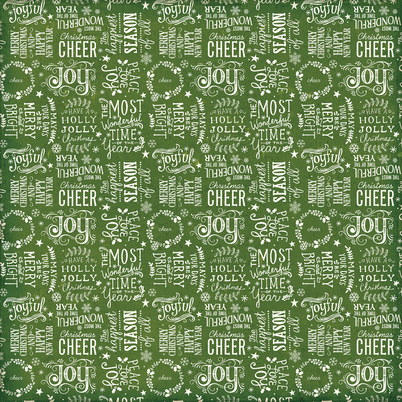 Side A - Christmas words and phrases on a green background