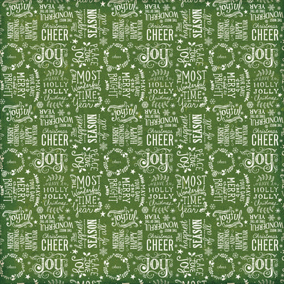 Side A - Christmas words and phrases on a green background