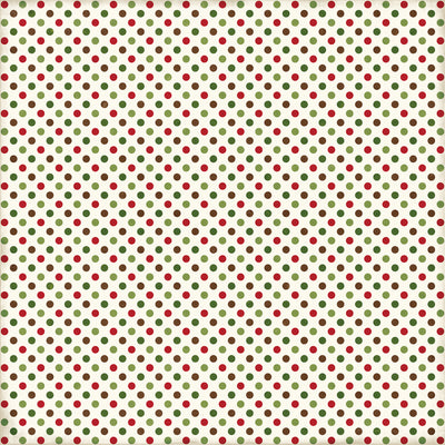 Side B - red and green polka dots on an off-white background