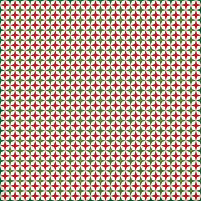 Side B - red, green, and off-white, geometric diamond pattern