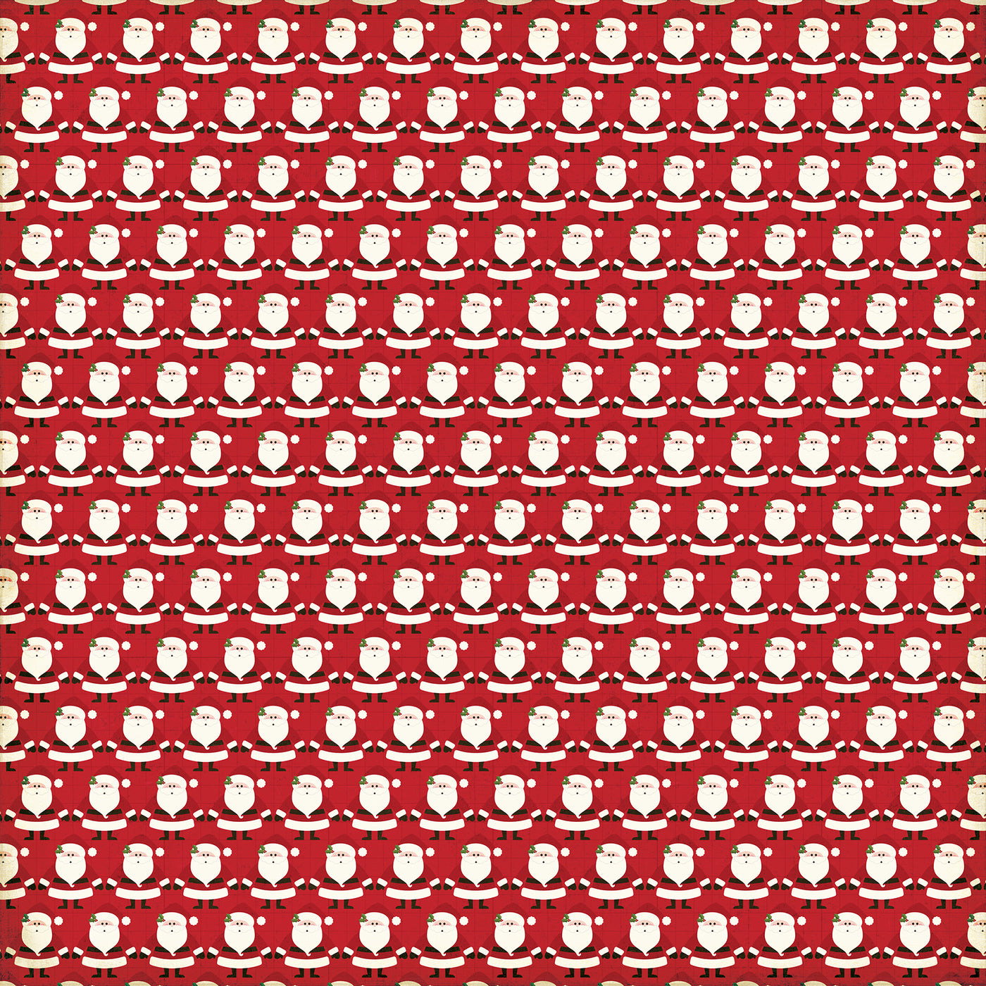 Side A - rows of Santas on a red background