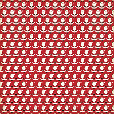 Side A - rows of Santas on a red background
