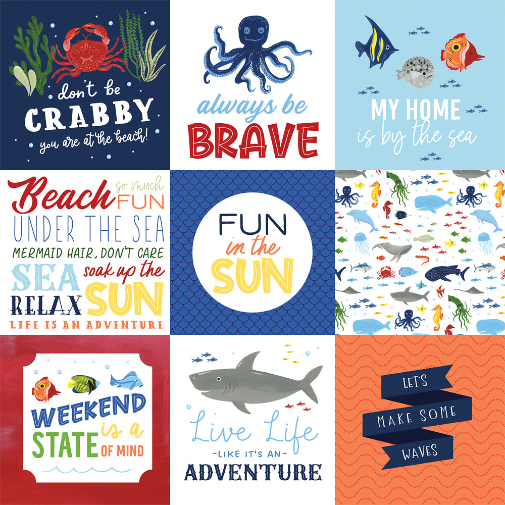 UNDER SEA ADVENTURES 4X4 JOURNALING CARDS - 12x12 Double-Sided Patterned Paper - Echo Park