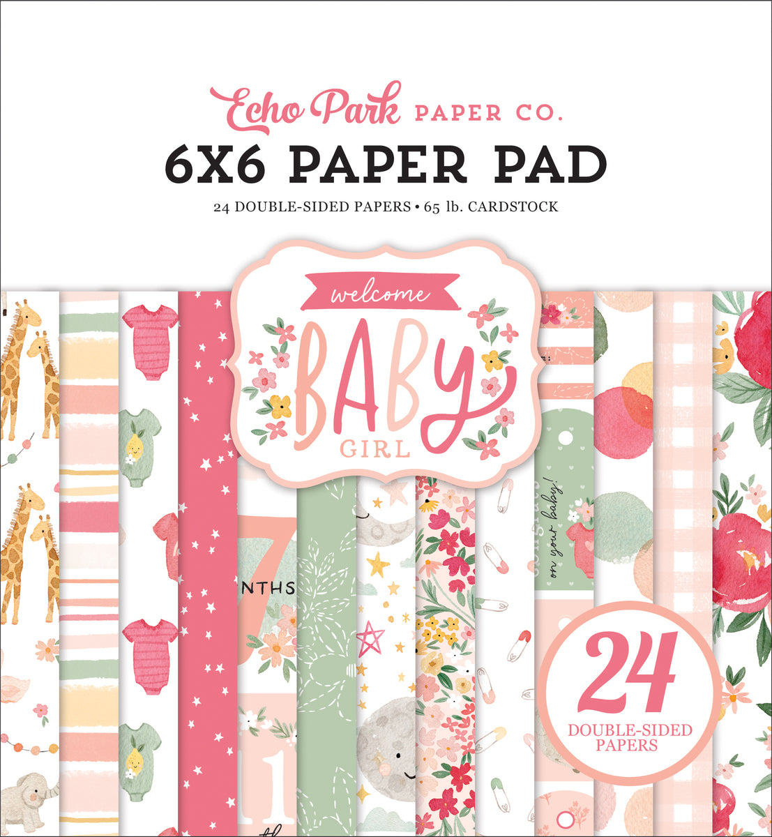 Welcome Baby Girl 6x6 patterned paper pad from Echo Park Paper