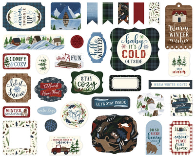 Warm & Cozy Ephemera Die Cut Cardstock Pack. Pack includes 33 different die-cut shapes ready to embellish any project. Package size is 4.5" x 5.25"
