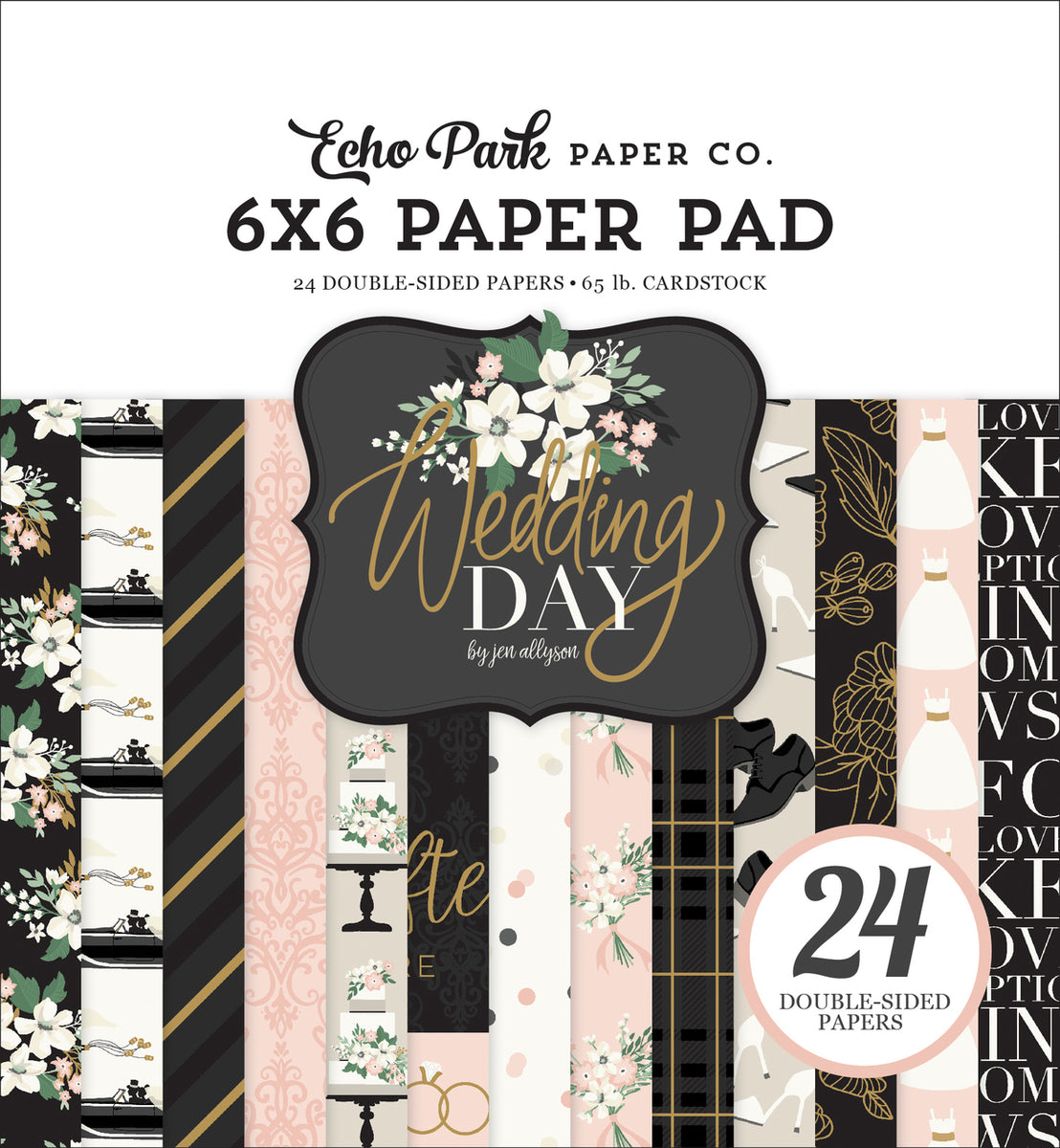 WEDDING DAY 6x6 cardstock pad with 24 double-sided pages from Echo Park Paper Co.