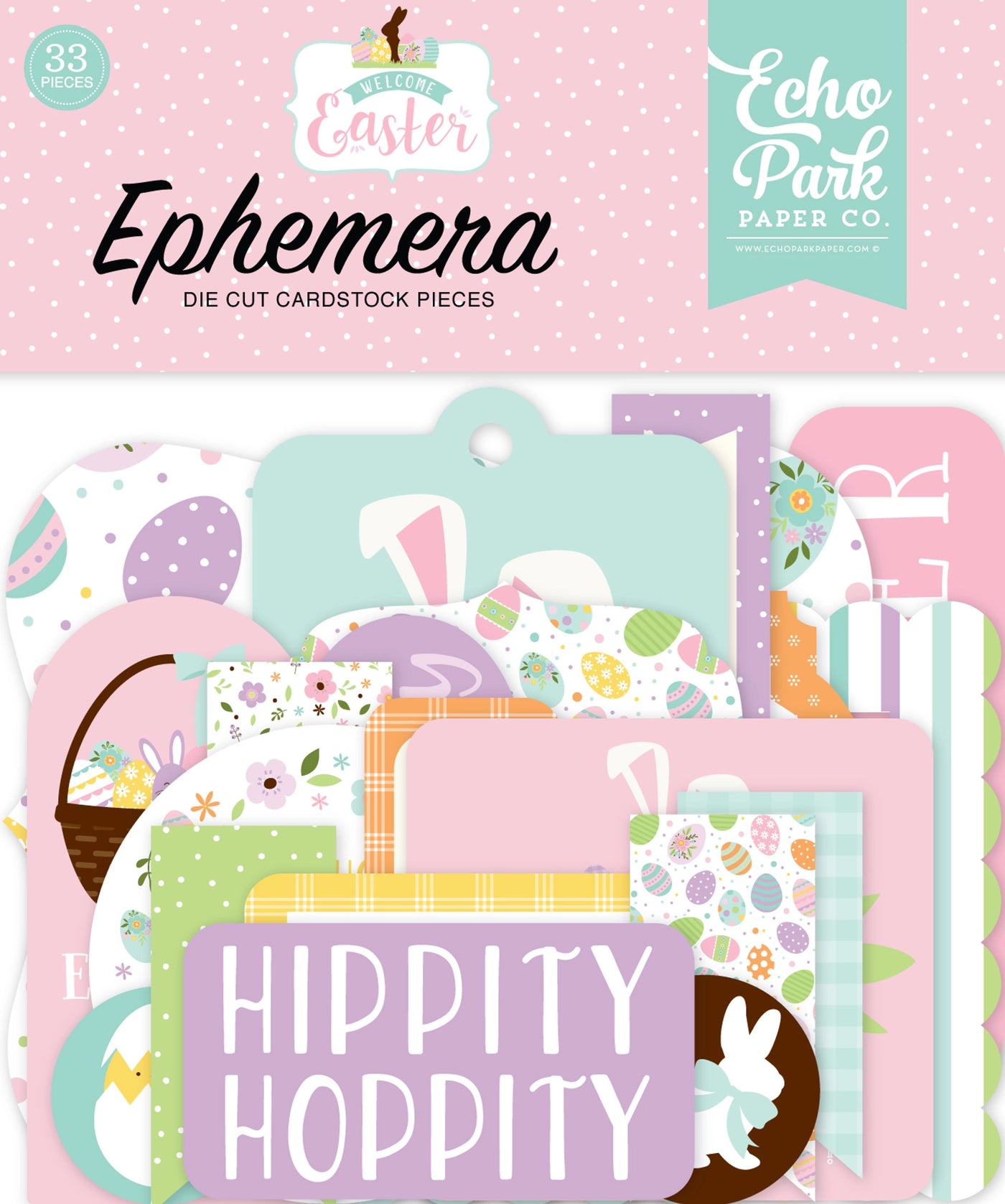 Welcome Easter Ephemera Die Cut Cardstock Pack. Pack includes 33 different die-cut shapes ready to embellish any project. Package size is 4.5" x 5.25"