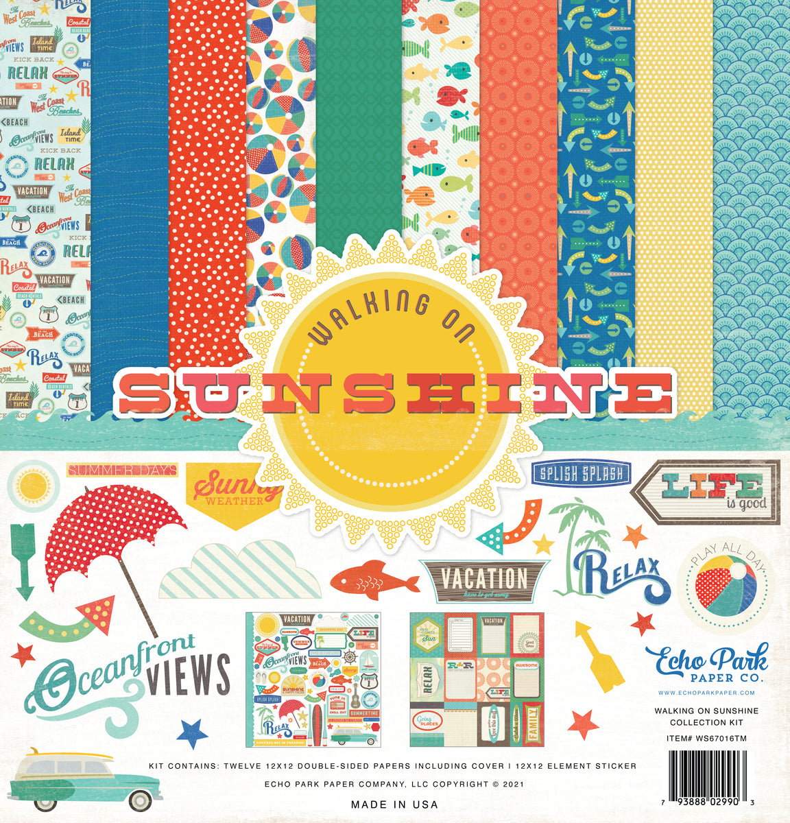 Walking On Sunshine - 12x12 collection kit with summer theme by Echo Park Paper