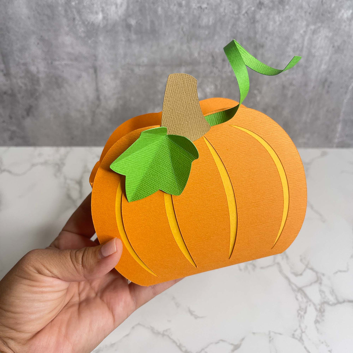 Shaped Pumpkin Box using American Crafts Carrot cardstock