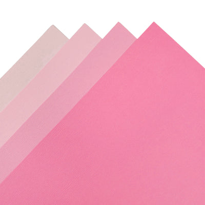 The Baby Pink monochromatic assortment includes three (3) each of four (4) shades of pink colors of Bazzill textured cardstock.