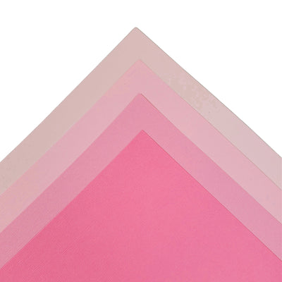 The Baby Pink monochromatic assortment includes three (3) each of four (4) shades of pink colors of Bazzill textured cardstock.