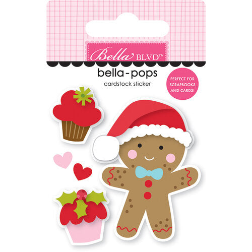 This adorable little gingerbread man, cupcakes, and hearts Bella-pop are perfect for cardmaking, scrapbook pages, journals, tags, and more.