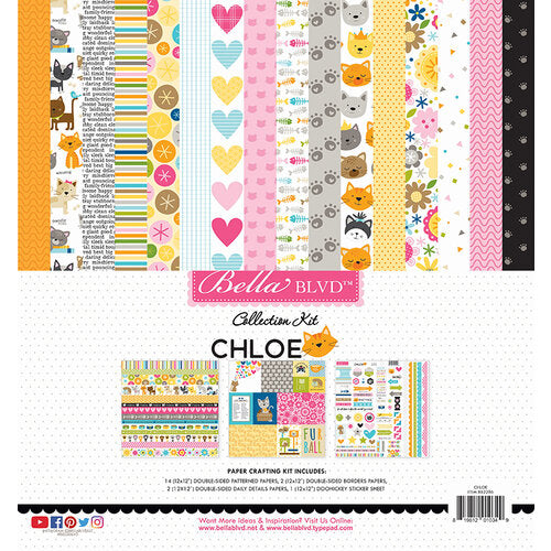 This pack of 18 12" x 12" double-sided papers and one sticker sheet from the Chloe Collection is Versatile for card making and crafts—Bella Blvd.