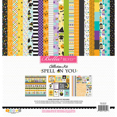 This pack of 24 12" x 12" double-sided papers and one sticker sheet from the Spell On You Collection is Versatile for card making and crafts—Bella Blvd.