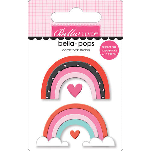 These adorable little rainbows, one with and one without clouds, and two small hearts Bella-pop are perfect for cardmaking, scrapbook pages, journals, tags, and more.