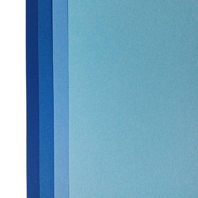 The Blue monochromatic assortment includes three (3) each of four (4) shades of blue colors of Bazzill textured cardstock.