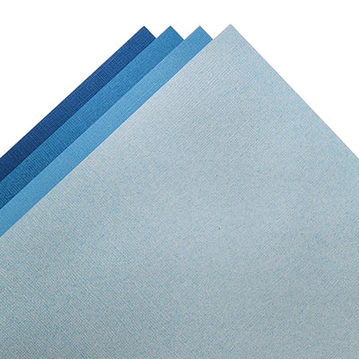 The Bright Blue monochromatic assortment includes three (3) each of four (4) shades of blue colors of Bazzill textured cardstock.