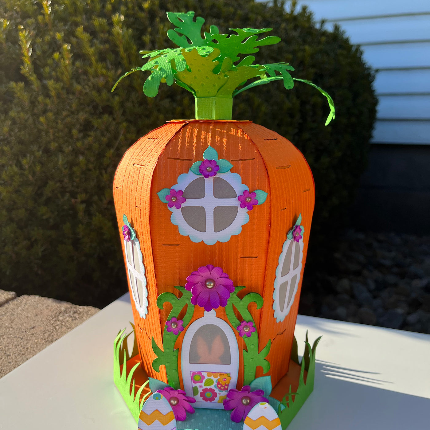 Easter Bunny House using American Crafts cardstock in Carrot