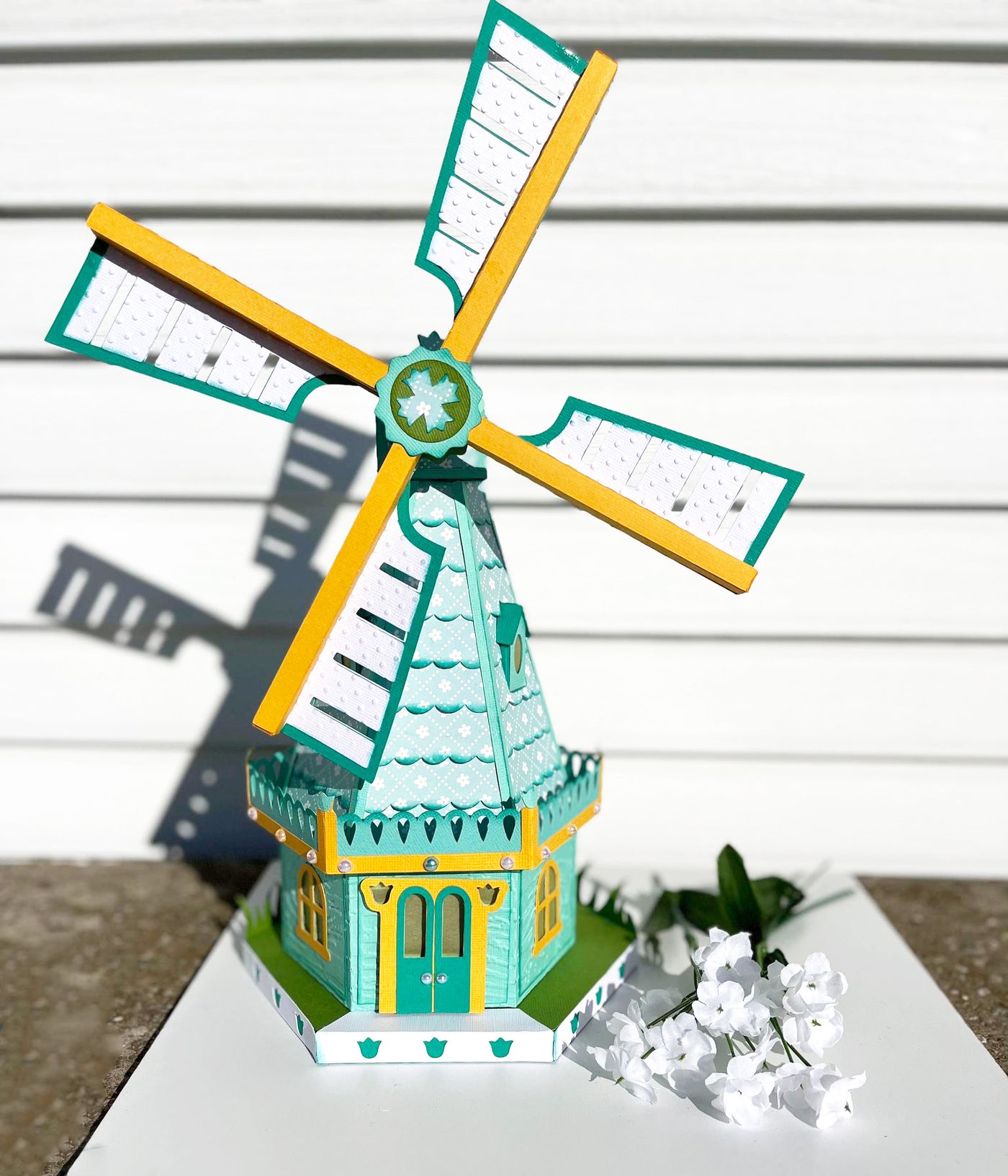 handmade paper windmill with echo park spring fling