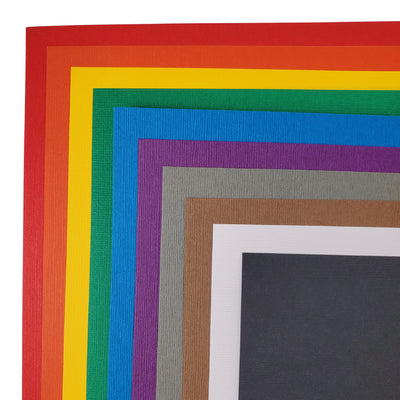 Classic Rainbow assortment includes one (1) each of ten (10) bright, rainbow colors of Bazzill textured cardstock.
